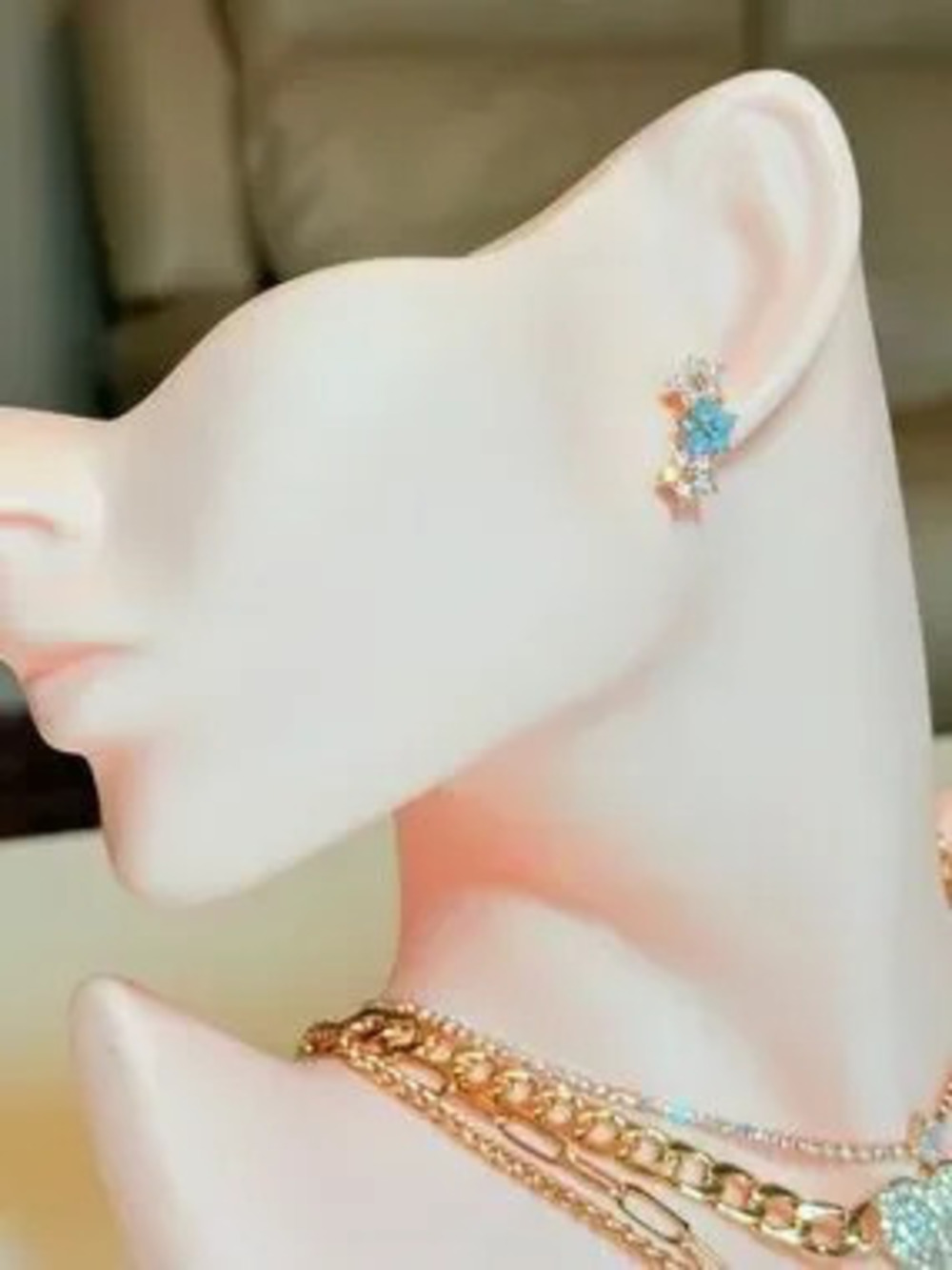 Delicate Blue Flower Cluster Stud Earrings